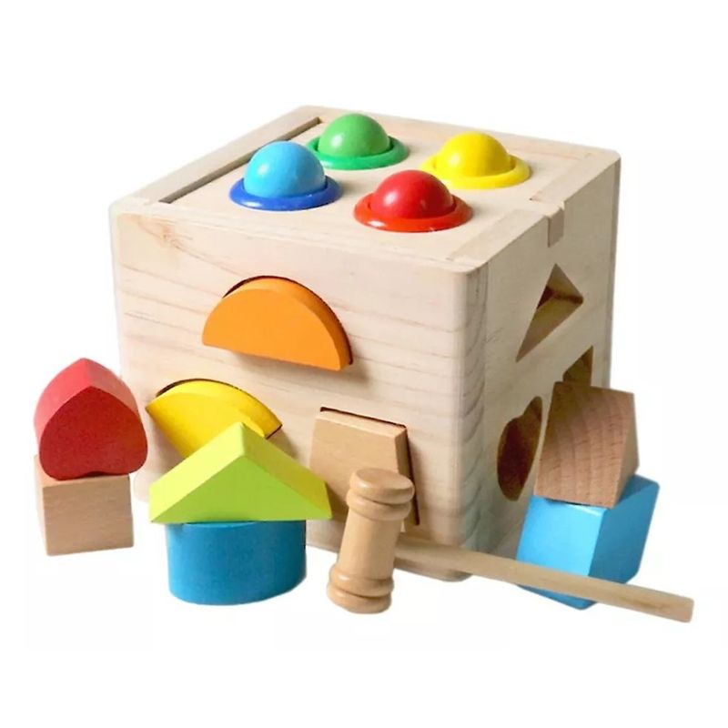 GENERICO - Cubo Didáctico Multi Encaje Para Martillar Juguete De Madera
