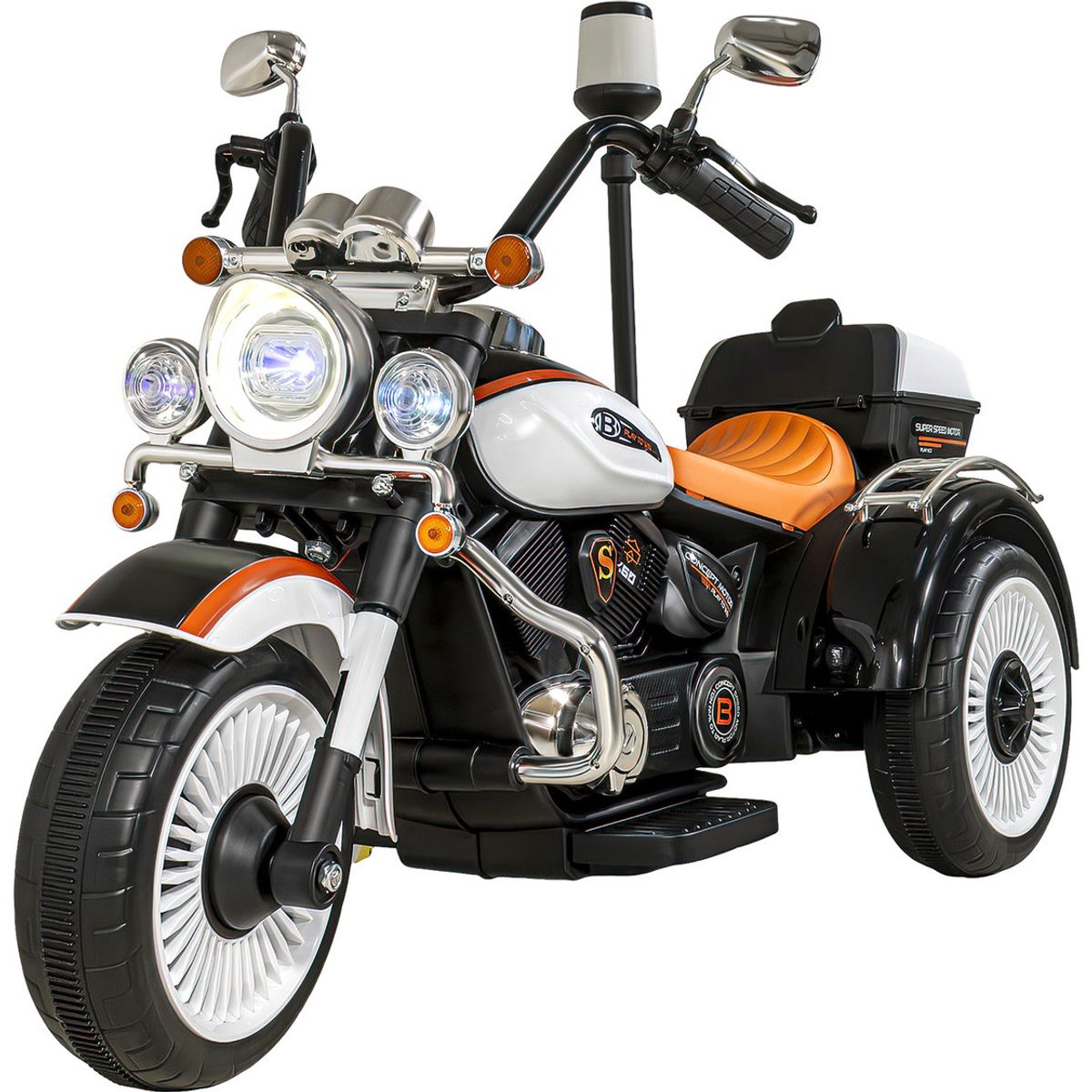 LITTLE MONKEY - Moto Eléctrica Montable para Niños Trimoto Estilo Chopper con Luces y Música