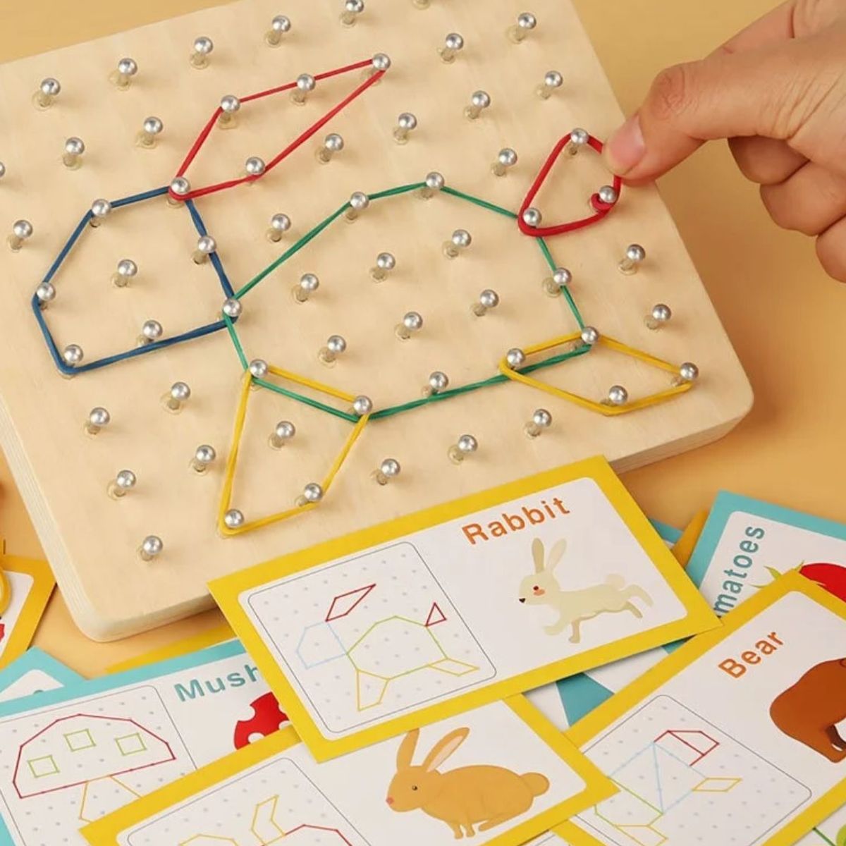 GENERICO - Juguetes De Madera Con Geoplanos Con Tarjetas De Patrones