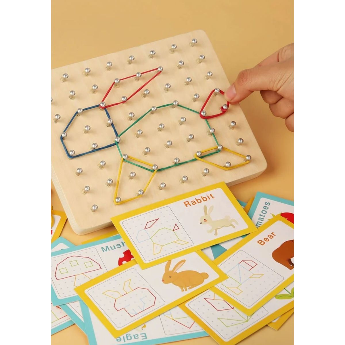 GENERICO - Juguetes De Madera Con Geoplanos Con Tarjetas De Patrones