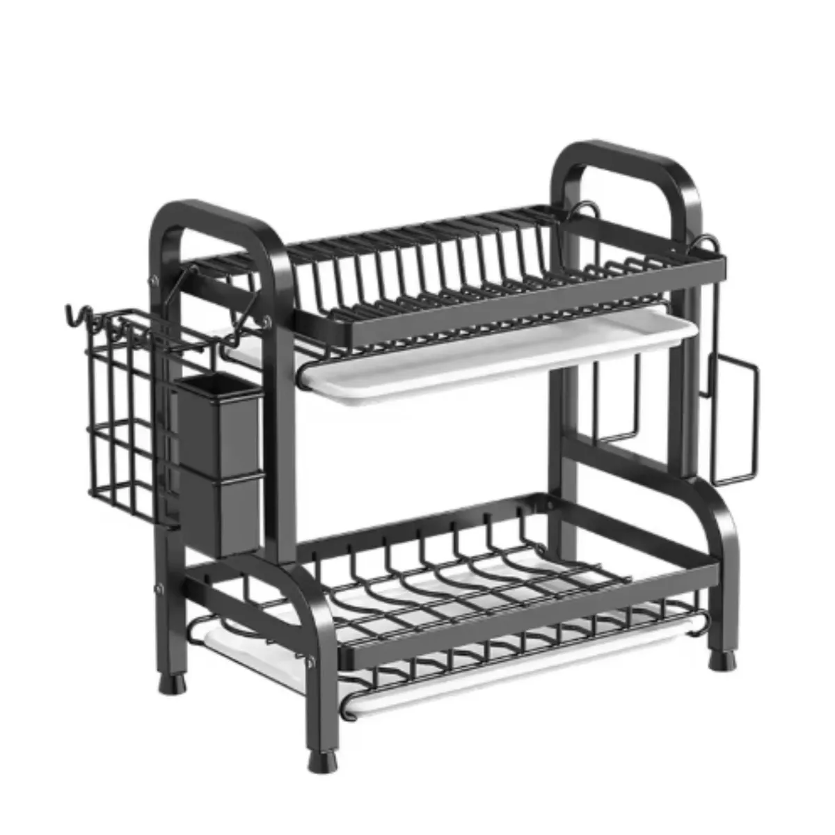 GENERICO - Escurridor Platos Doble Nivel Cocina Organizador Negro.