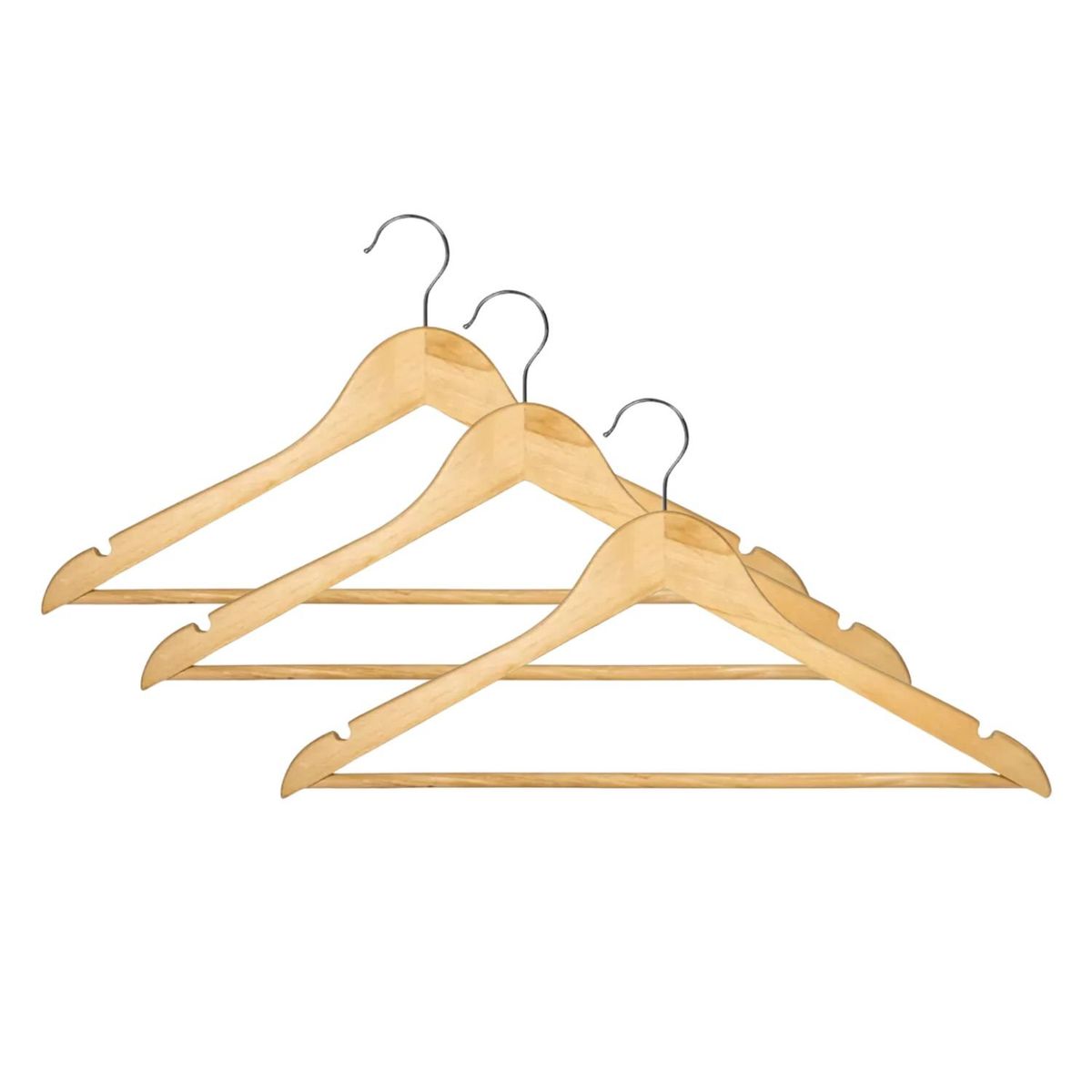 GENERICO - Pack 3 Piezas Ganchos Madera Ropa Armario Duradero Elegante.