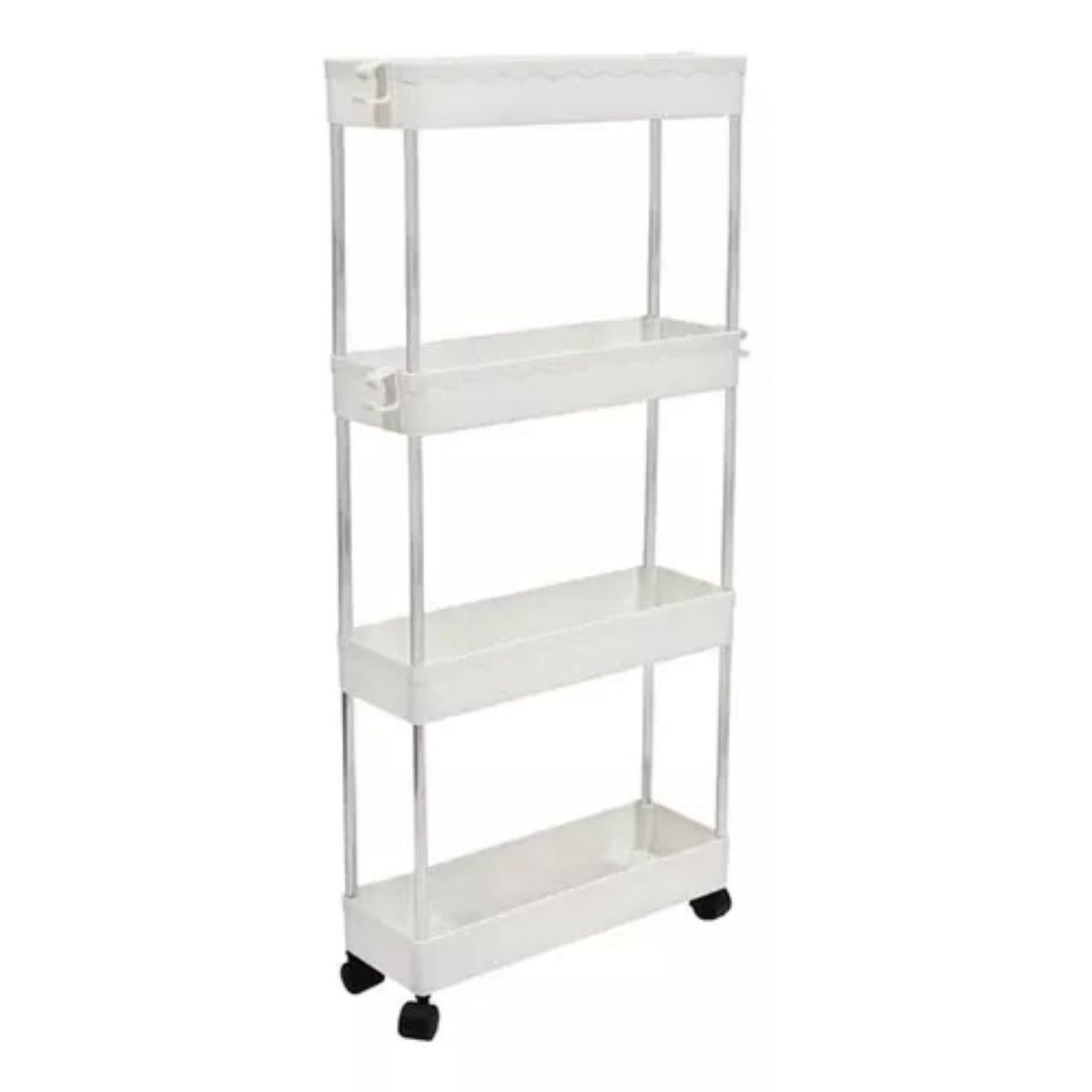 GENERICO - Estantería Plástica Rodante Blanca 4 Niveles Organizador.