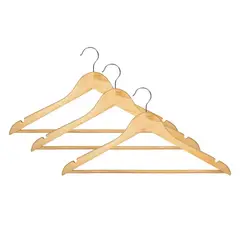 GENERICO - Pack 3 Piezas Ganchos Madera Ropa Armario Duradero Elegante