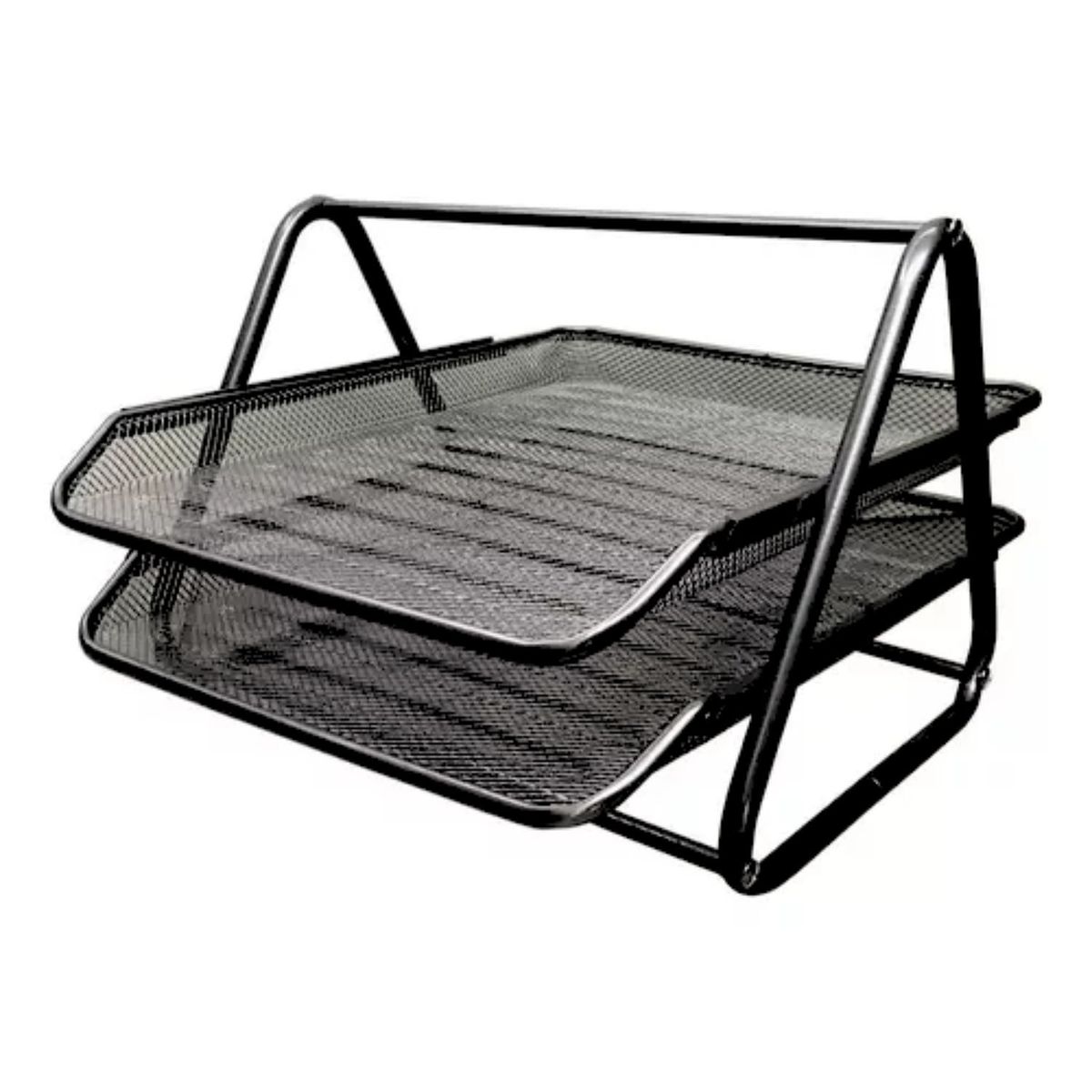 GENERICO - Organizador Escritorio Doble Bandeja Metálica Negro Oficina