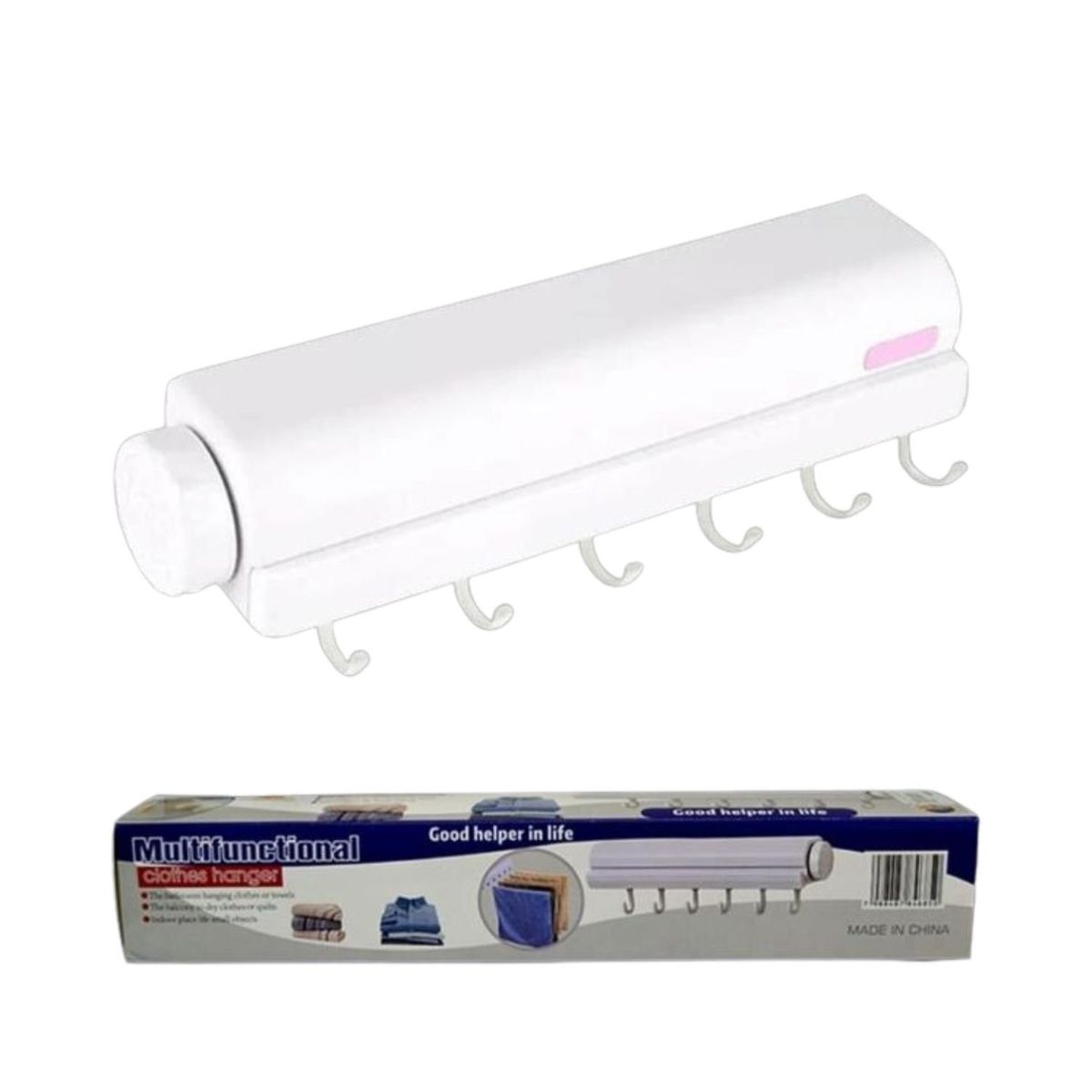 GENERICO - Colgador Ropa Pared Multifuncional Blanco Lineas Ropa