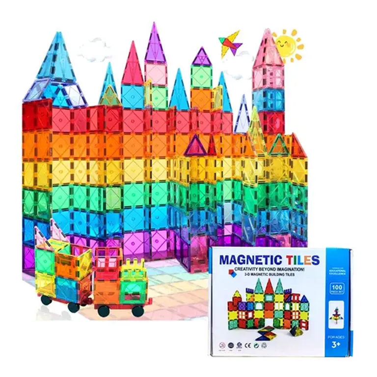 Juego De Bloques De Construccion Magneticos 3d 100 Piezas