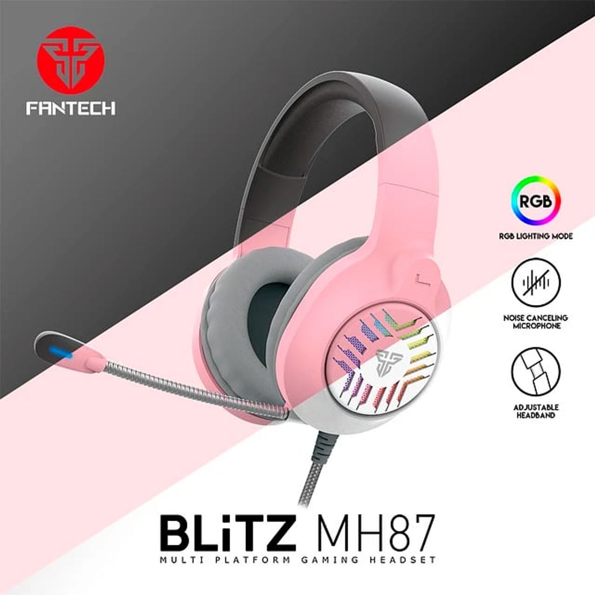FANTECH - Audífonos FANTECH MH87 BLITZ RGB Gaming Rosado