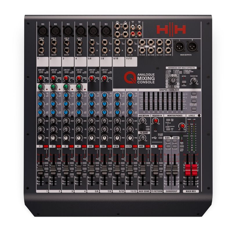 HH AUDIO - Mezclador Analogico 12 Canales Q12FX - HH