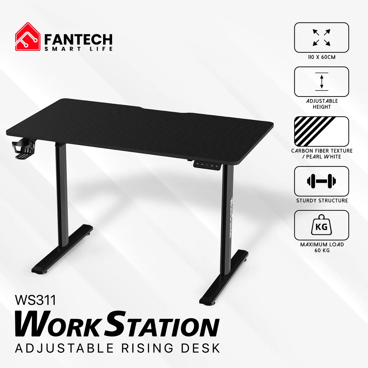FANTECH - Escritorio FANTECH WorkStation WS311 Pro Elevación Desk Negro