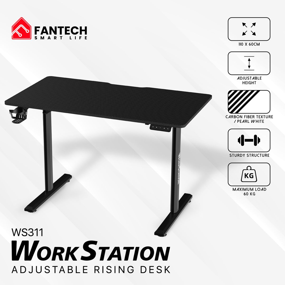 FANTECH - Escritorio FANTECH WorkStation WS311 Pro Elevación Desk Negro