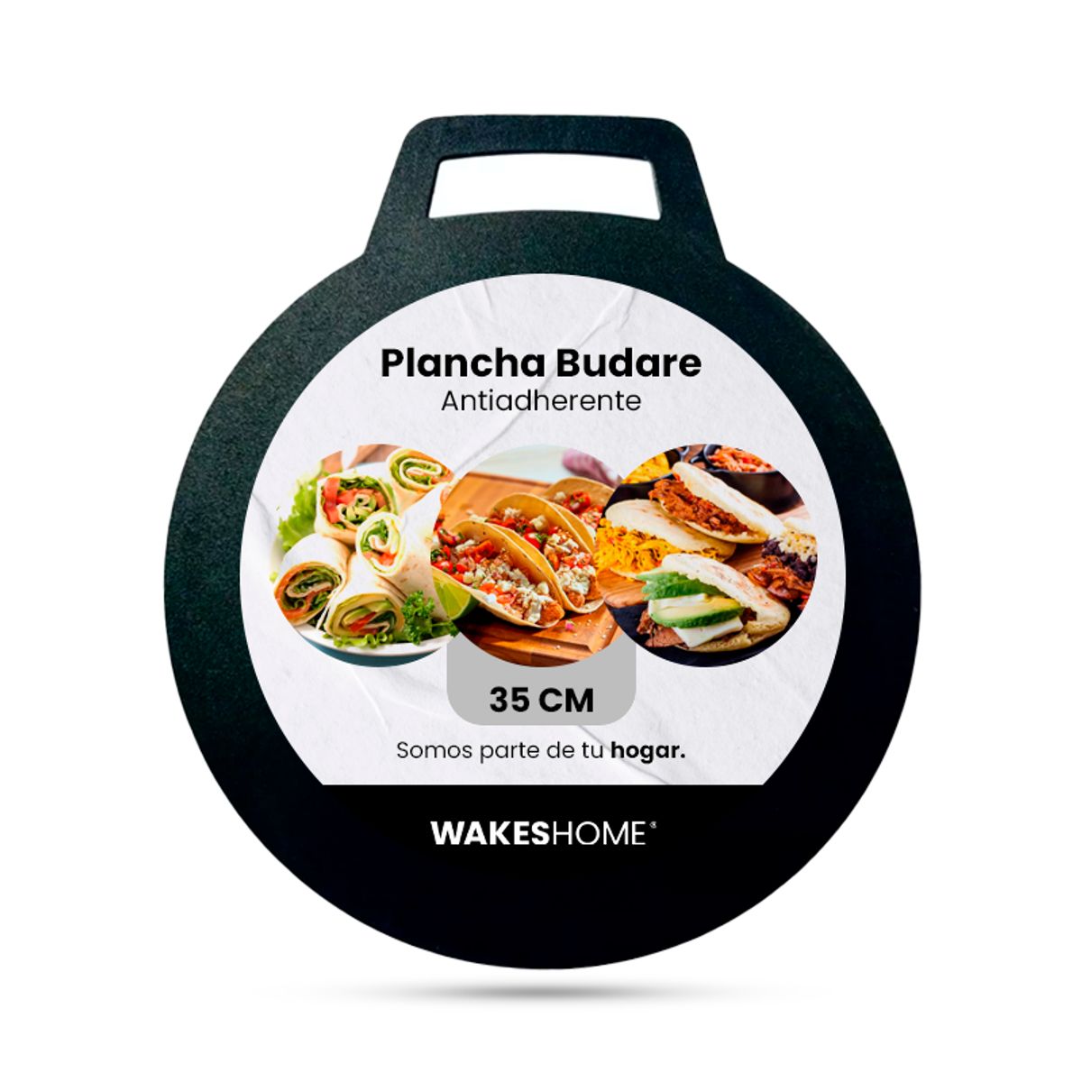 WAKESHOME - Plancha Budare Antiadherente Tortillas Arepas Tacos 35 Cm