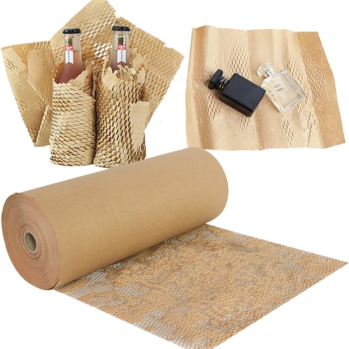 WAKESHOME - Rollo de Papel Kraft para Embalaje Panal de Abeja