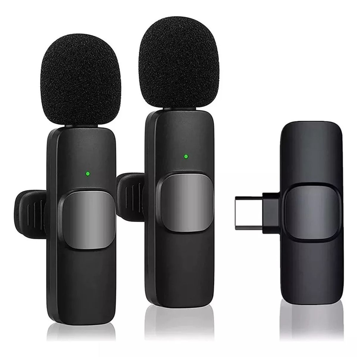 GENERICO - Kit De 2 Micrófonos Inalámbricos De Solapa Tipo C  Android Color Negro