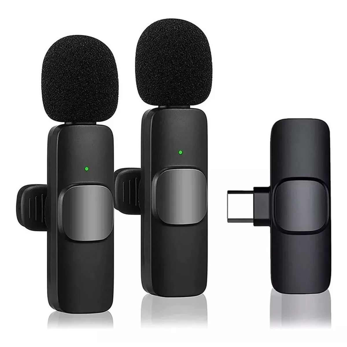 GENERICO - Kit De 2 Micrófonos Inalámbricos De Solapa Tipo C  Android Color Negro
