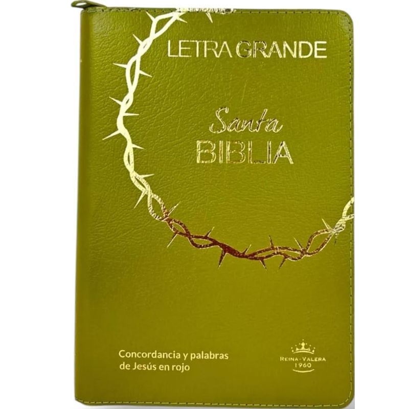 SOCIEDADES BIBLICAS UNIDAS - Biblia Reina Valera 1960 color verde letra grande 12 puntos cierre índice