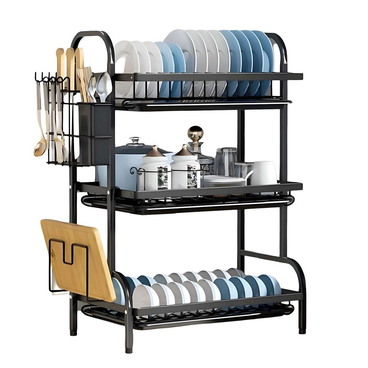 GENERICO - ESCURRIDOR DE PLATOS 3 NIVELES ESTANTE ORGANIZADOR FIRME