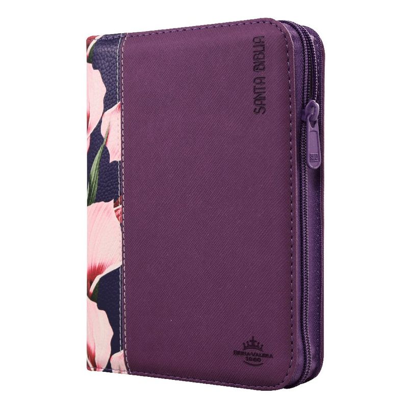 SOCIEDADES BIBLICAS UNIDAS - Biblia RVR compacta concordancia cierre diseño flores lila.