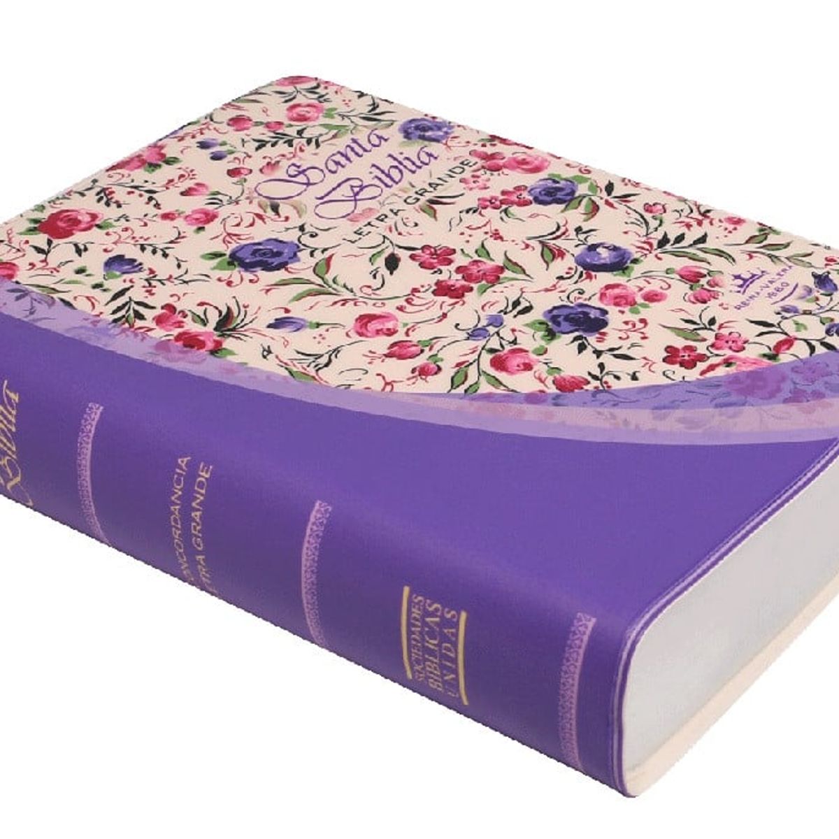 SOCIEDADES BIBLICAS UNIDAS - Biblia Reina Valera 1960 Compacta Letra 9 puntos Vinil Violeta Flores
