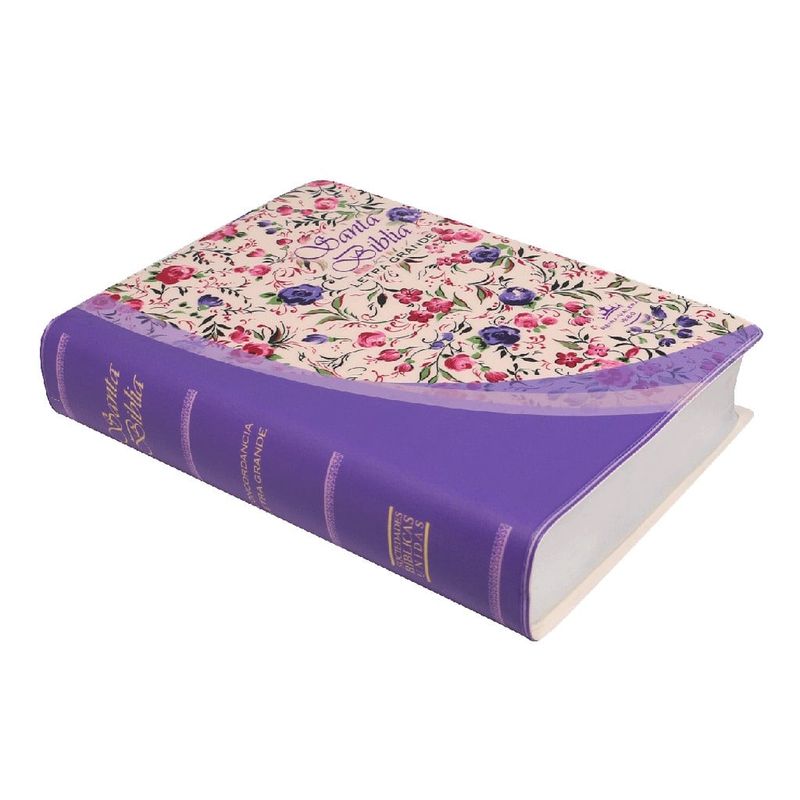 SOCIEDADES BIBLICAS UNIDAS - Biblia Reina Valera 1960 Compacta Letra 9 puntos Vinil Violeta Flores