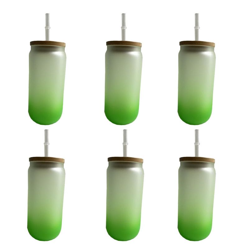 CREA PRINT - Pack 6 Vasos Glass Sublimación 16oz 500ml Tapa Bambú Y Caja