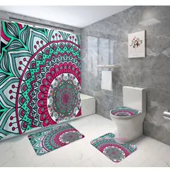 GENERICO - Set de Baño 4 Piezas Alfombrillas Cortina De Baño