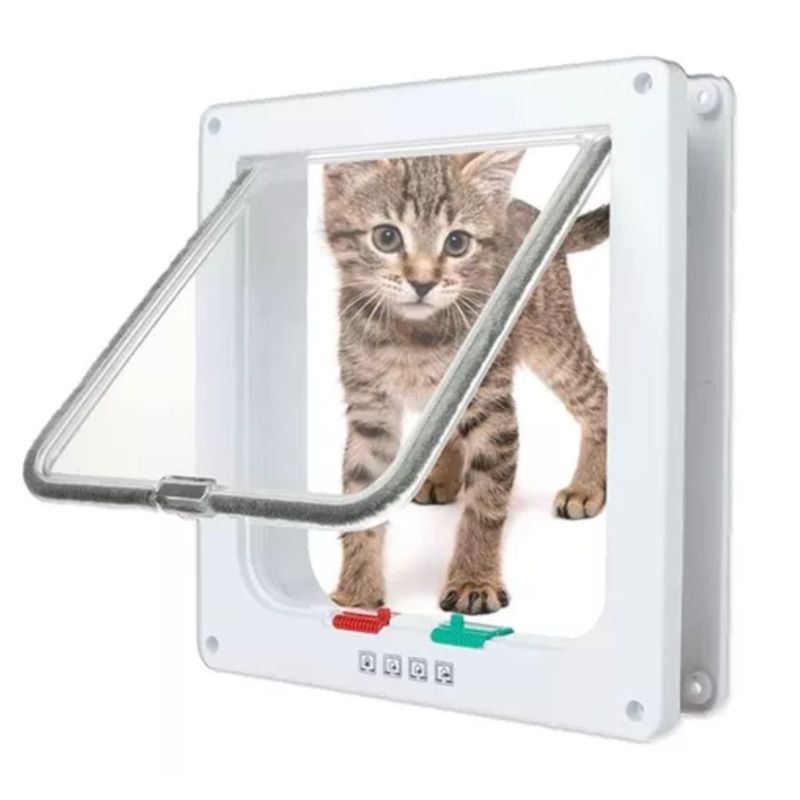GENERICO - Puerta Mascotas Ajustable Pequeñas Ventana Transparente