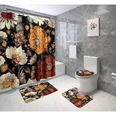 GENERICO - Set de Baño 4 Piezas Alfombrillas Cortina De Baño