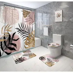 GENERICO - Set de Baño 4 Piezas Alfombrillas Cortina De Baño.