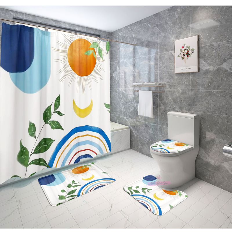 GENERICO - Set de Baño 4 Piezas Alfombrillas Cortina De Baño