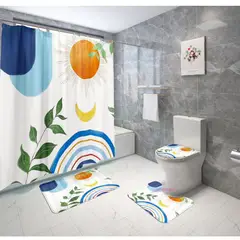 GENERICO - Set de Baño 4 Piezas Alfombrillas Cortina De Baño.