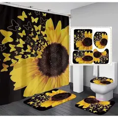 GENERICO - Set de Baño 4 Piezas Alfombrillas Cortina De Baño.