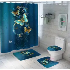 GENERICO - Set de Baño 4 Piezas Alfombrillas Cortina De Baño.