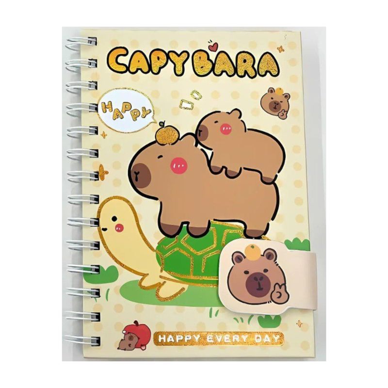 KAWAI - Libreta Con Espiral Y Broche De Capybara, 80 Hojas