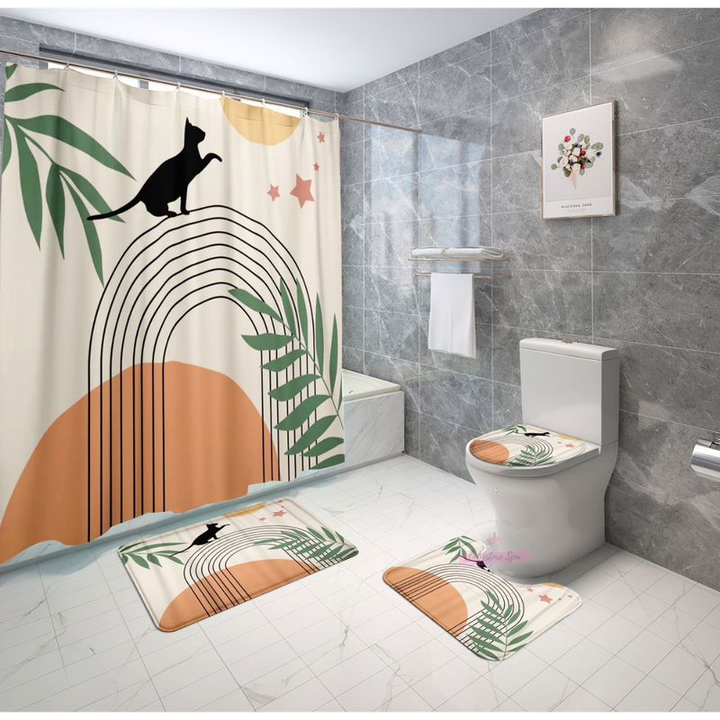 GENERICO - Set de Baño 4 Piezas Alfombrillas Cortina De Baño
