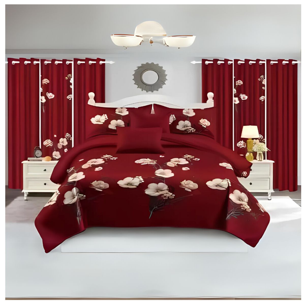 GENERICO - Cubrecama De Verano Quilt 2 Plazas + 2 Cortinas y 2 Sábanas Verano