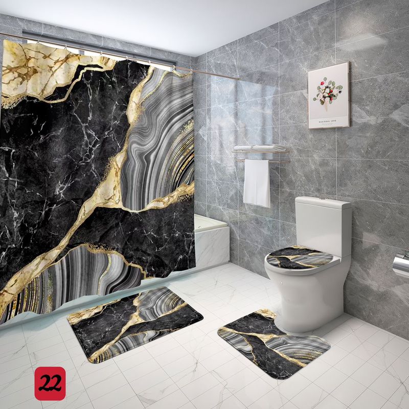 GENERICO - Juego 4 Piezas Cortina De Baño Alfombras