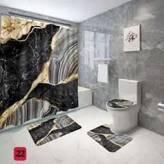GENERICO - Juego 4 Piezas Cortina De Baño Alfombras