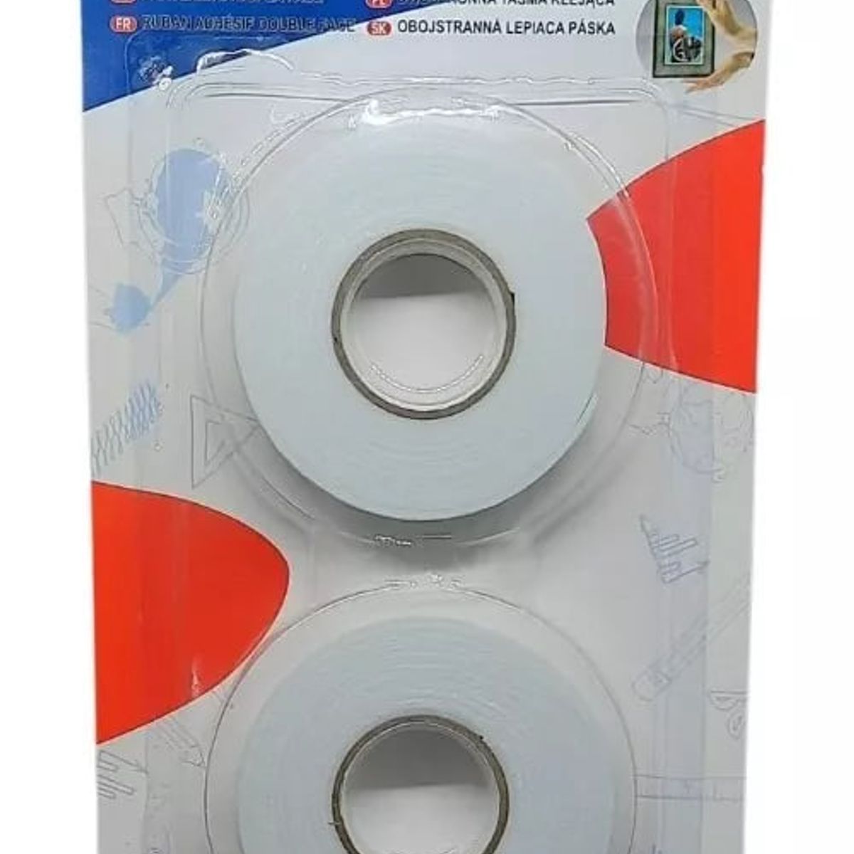 GENERICO - Cinta Doble Contacto Adhesiva 18 mm X 2 m Pack De 2 Unidades