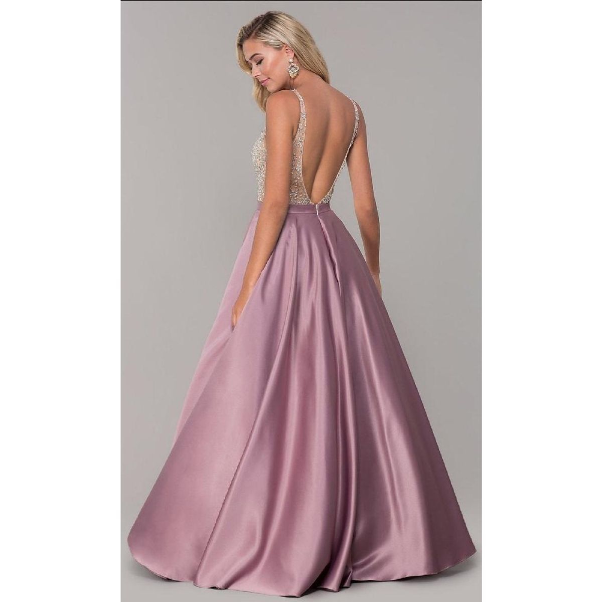 UNIQUE - VESTIDO DE FIESTA LARGO L2568 PALO ROSA - Palo Rosa