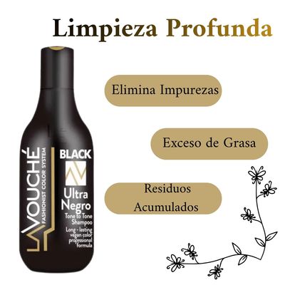 Imagen 2 del producto Shampoo Ultra Negro 300ml Lavouche Revive el Color Brillo