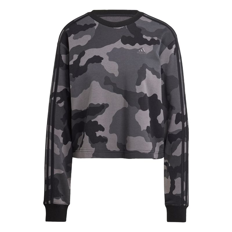 ADIDAS - Polerón Corto Essentials 3 Tiras Estampado de Camuflaje