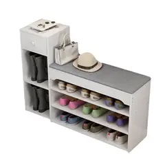 DETODOYMAS - Zapatero con cajon y asientos 80cm Chic Home - Blanco