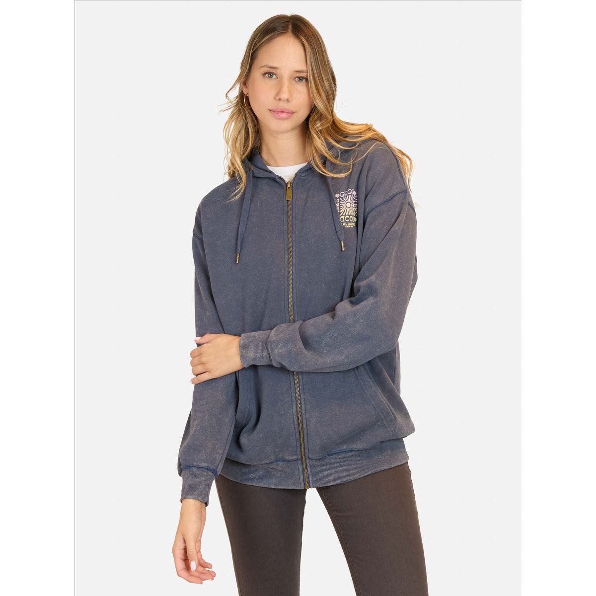 MAUI AND SONS - Poleron FZ Life Celeste Mujer Maui And Sons