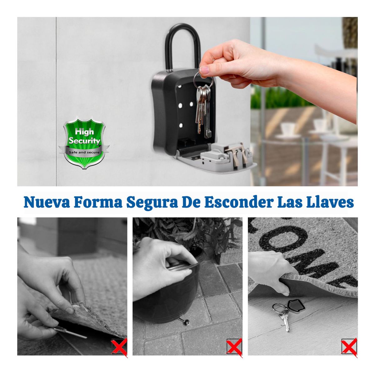 GENERICO - Negro Caja De Seguridad Para Llaves De 4 Dígitos Para Hogar