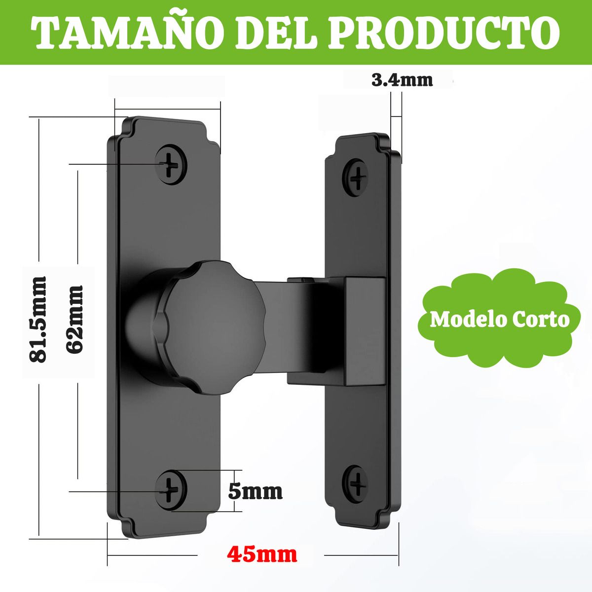 GENERICO - 45mm Pestillos Para Puertas De Ángulo Recto De 90° Para  Baño
