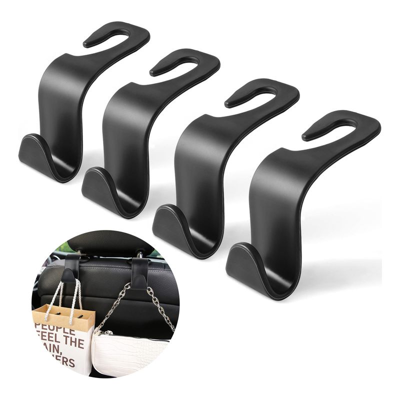 GENERICO - 4 Ganchos Para Reposacabezas De Asiento De Automóvil Abs