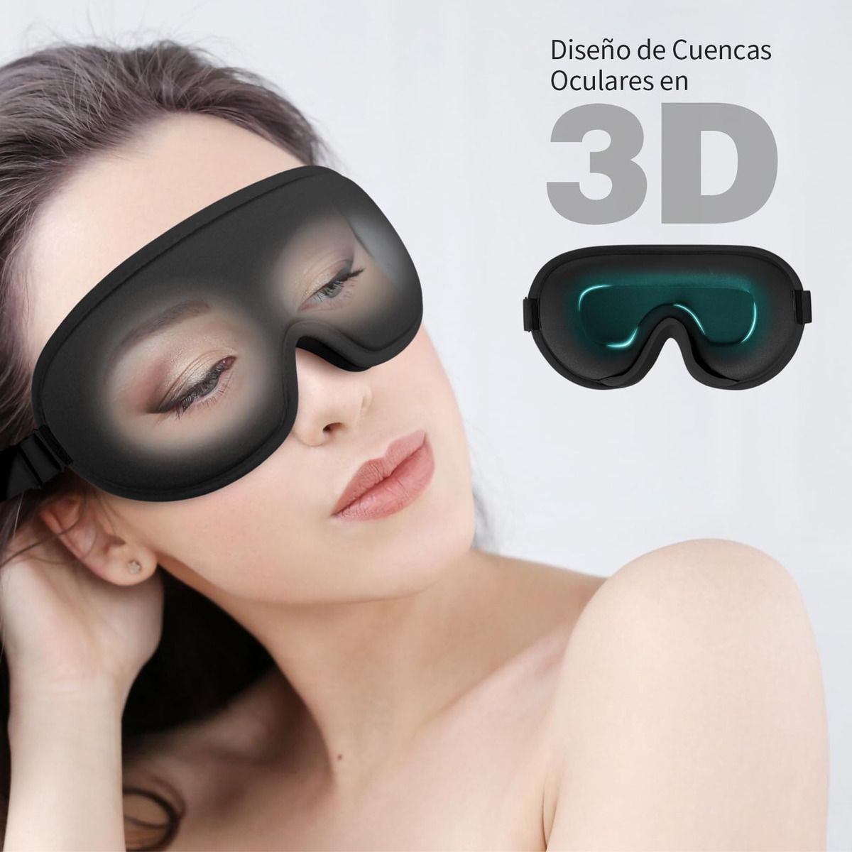 GENERICO - Negro Antifaz Para Dormir 3d Ajustable Para Viajes Oficina