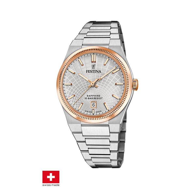 FESTINA SWISS - Reloj F20065/1 Festina Swiss Plateado Hombre Rive Collection