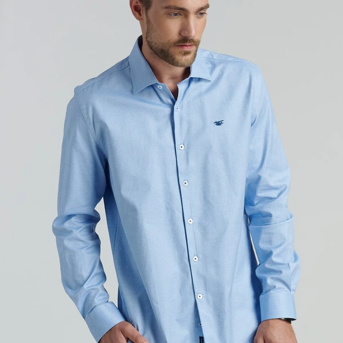 FEROUCH - Camisa Arizona Smart Casual Celeste Ferouch